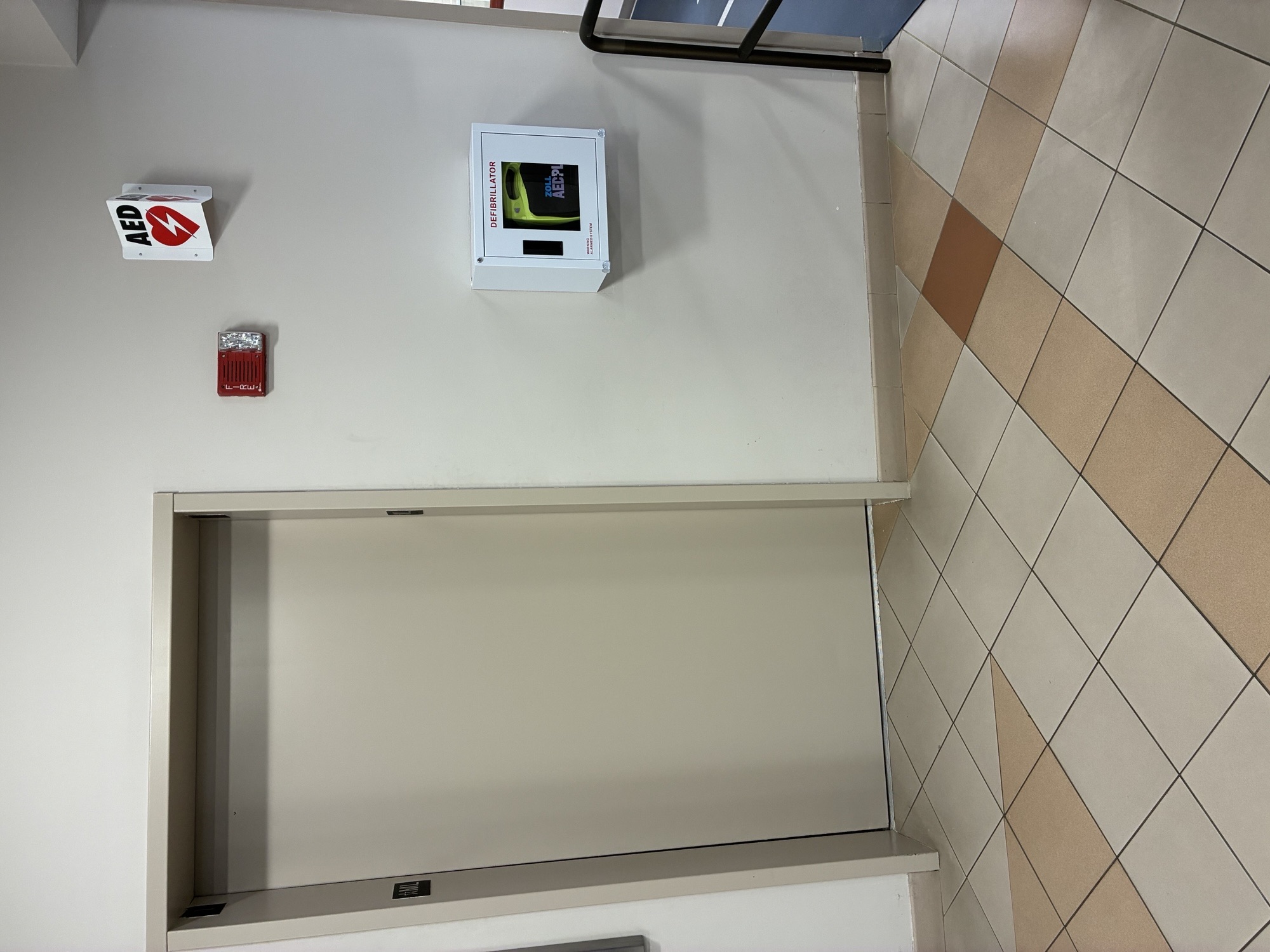 Family Recreation Center main level AED location next to the elevator