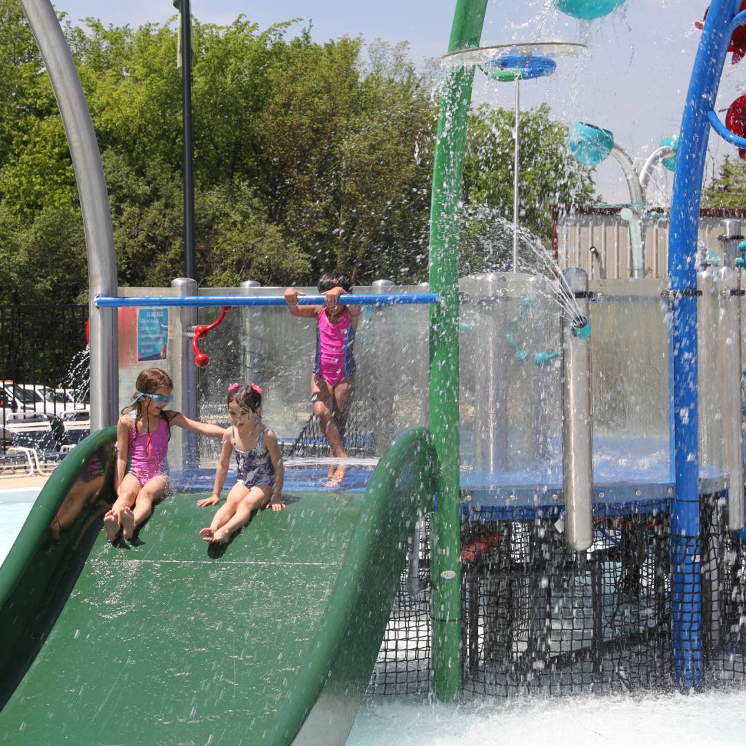 Splash Island, kids are playing.